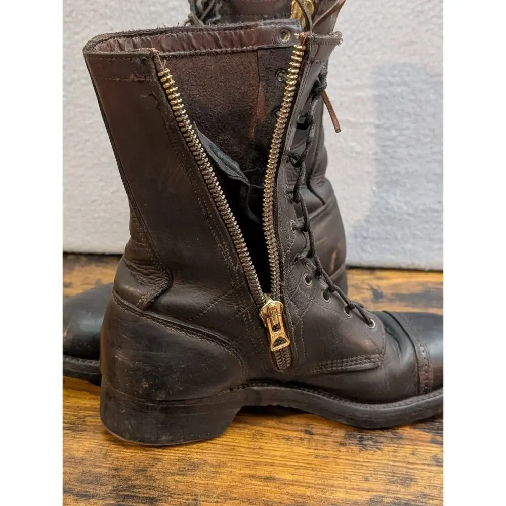 VTG 1956 BF GOODRICH Black Leather Military Combat Boots M48 Sz 7.5-8D M-1948